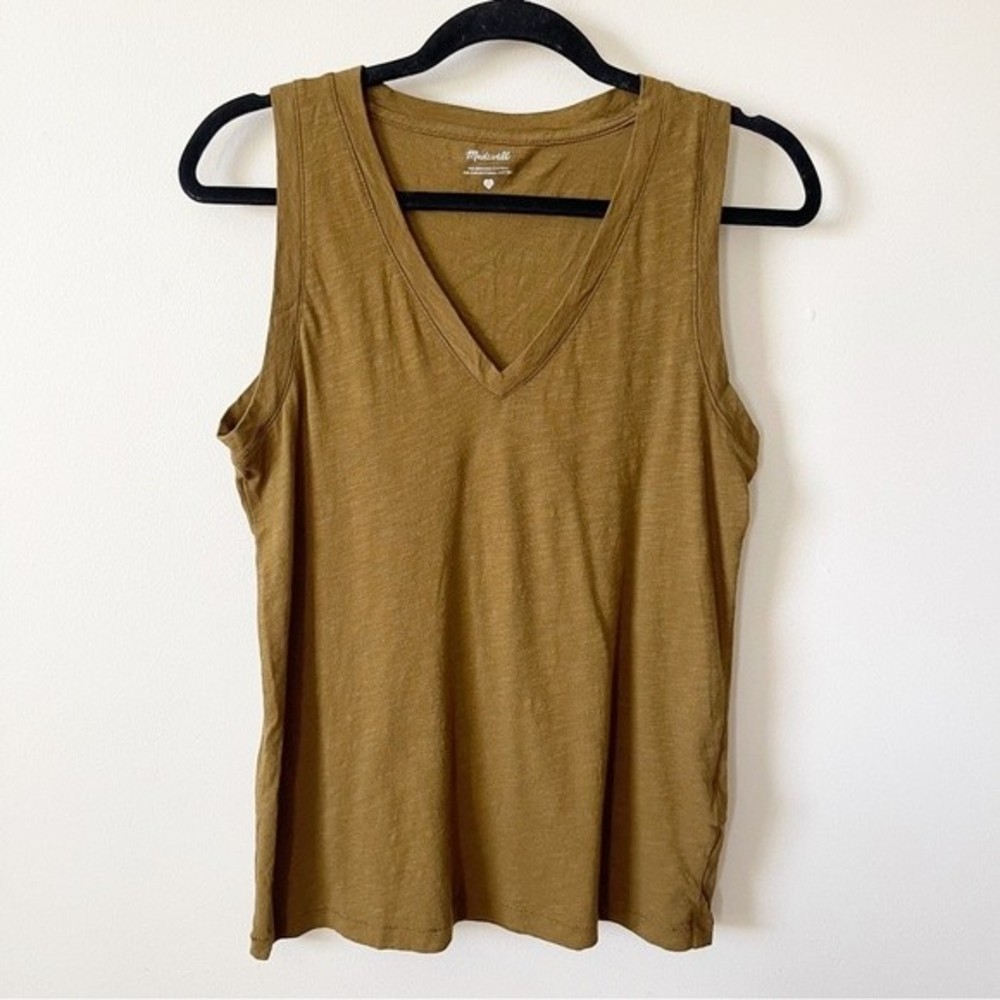 Madewell Olive Green V-Neck Cotton Tank Top